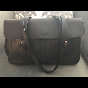 Longchamp Black Pebbled Leather Shoulder Bag